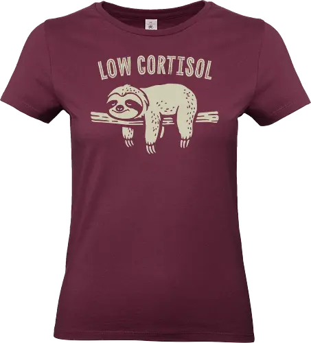 Low Cortisol - low cortisol, adrenal, awareness, balance, chronic illness, chronic pain, cortisol, fatigue, lazy, low cortisol levels, mental health, sloth, stress, tired, wellness - Standard T-Shirt (Women)