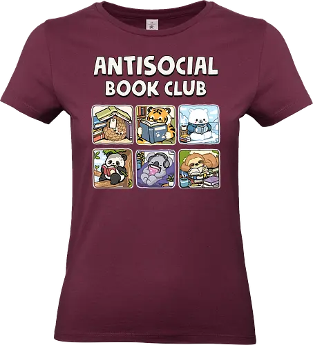 Antisocial Book Club - book club, animals, anti social, antisocial, author, book lover, books, bookworm, introvert, introverted, library, literature, reader, reading, writer - Standard T-Shirt (Women)