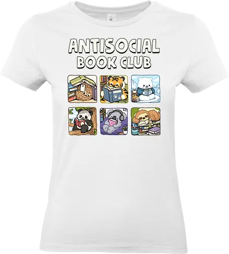 Antisocial Book Club - book club, animals, anti social, antisocial, author, book lover, books, bookworm, introvert, introverted, library, literature, reader, reading, writer - Standard T-Shirt (Women)