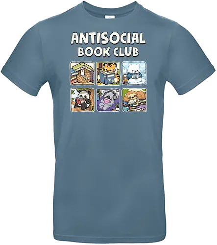 Antisocial Book Club - book club, animals, anti social, antisocial, author, book lover, books, bookworm, introvert, introverted, library, literature, reader, reading, writer - Standard T-Shirt