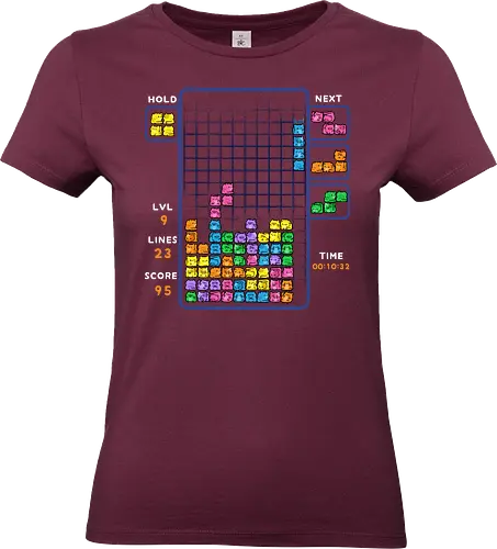 Tetris Cats - tetris, 80s, 90s, arcade, cat, cats, game, gamer, gaming, kitten, kitty, puzzle, retro, video game, vintage - Standard T-Shirt (Women)