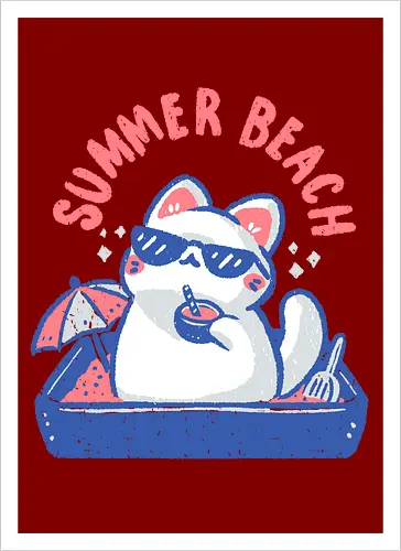 Funny Summer Beach Cat