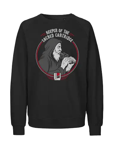 Keeper of the Sacred Cartridge - gaming, 80s, 8bit, 90s, childhood, funny, gamer, geek, humor, medieval, nostalgia, old school, retro, video game, vintage - Fairtrade Sweatshirt