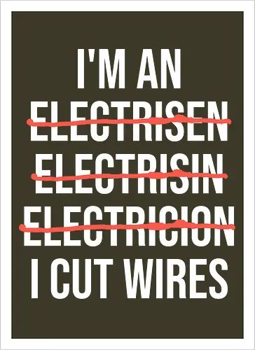 Lustiger Elektriker Spruch – Ich Bin Elektriker... Ich Schneide Kabel Humor - Elektriker, Elektriker Spruch, lustiger Elektriker, Elektroinstallateur, Elektrotechniker, Handwerker Humor, Kabel schneiden, Werkstatt Humor, Beruf Humor, Elektriker Geschenk, Handwerker Geschenk, Fun Spruch, Wortspiel, Berufswitz, Elektrofachkraft, Handwerker Witz, Kabel, Stromer, Elektro Humor, Geschenkidee, Arbeitsalltag Humor, Elektro Handwerk, Strom, Elektrik, Baustelle, Monteur, Techniker, Kollegen Geschenk, lustige Arbeitssprüche, Handwerksberuf - Artprint