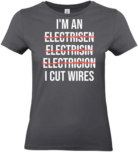 Lustiger Elektriker Spruch – Ich Bin Elektriker... Ich Schneide Kabel Humor - Elektriker, Elektriker Spruch, lustiger Elektriker, Elektroinstallateur, Elektrotechniker, Handwerker Humor, Kabel schneiden, Werkstatt Humor, Beruf Humor, Elektriker Geschenk, Handwerker Geschenk, Fun Spruch, Wortspiel, Berufswitz, Elektrofachkraft, Handwerker Witz, Kabel, Stromer, Elektro Humor, Geschenkidee, Arbeitsalltag Humor, Elektro Handwerk, Strom, Elektrik, Baustelle, Monteur, Techniker, Kollegen Geschenk, lustige Arbeitssprüche, Handwerksberuf - Standard T-Shirt (Women)