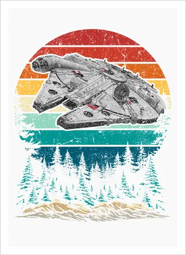 Falcon vintage - stars, galaxy, space, sci fi, science fiction movies, retro, vintage, falcon - Artprint