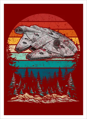 Falcon vintage - stars, galaxy, space, sci fi, science fiction movies, retro, vintage, falcon - Artprint