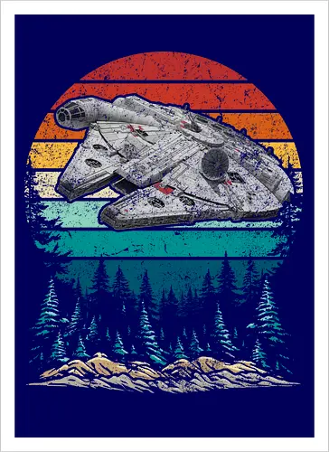 Falcon vintage - stars, galaxy, space, sci fi, science fiction movies, retro, vintage, falcon - Artprint