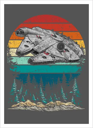 Falcon vintage - stars, galaxy, space, sci fi, science fiction movies, retro, vintage, falcon - Artprint