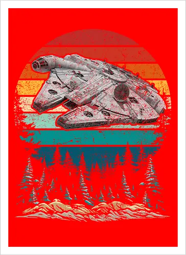 Falcon vintage - stars, galaxy, space, sci fi, science fiction movies, retro, vintage, falcon - Artprint