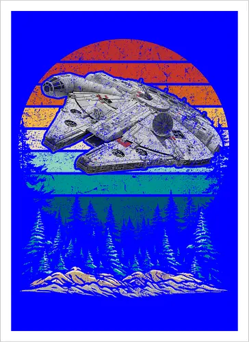 Falcon vintage - stars, galaxy, space, sci fi, science fiction movies, retro, vintage, falcon - Artprint