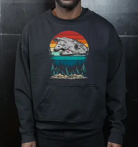 Falcon vintage - stars, galaxy, space, sci fi, science fiction movies, retro, vintage, falcon - Cropped Sweatshirt