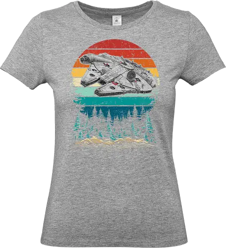 Falcon vintage - stars, galaxy, space, sci fi, science fiction movies, retro, vintage, falcon - Standard T-Shirt (Women)