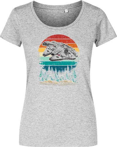 Falcon vintage - stars, galaxy, space, sci fi, science fiction movies, retro, vintage, falcon - Women T-Shirt
