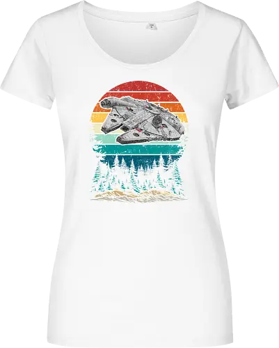 Falcon vintage - stars, galaxy, space, sci fi, science fiction movies, retro, vintage, falcon - Women T-Shirt