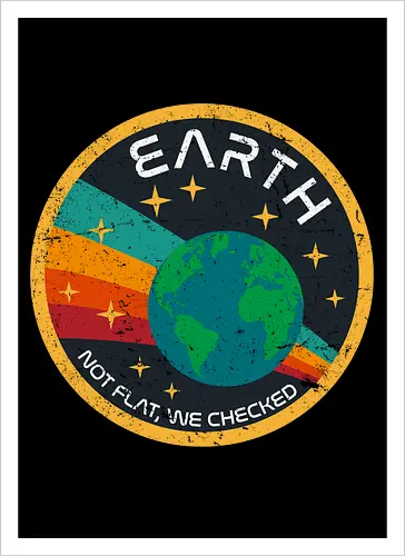 Not flat vintage - pluto, solar system, moon, planets, sun, retro, vintage, funny, earth - Artprint