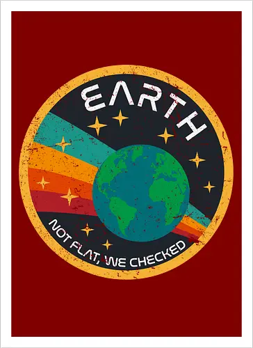 Not flat vintage - pluto, solar system, moon, planets, sun, retro, vintage, funny, earth - Artprint