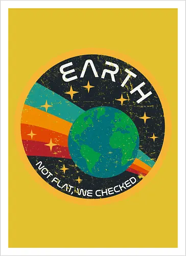 Not flat vintage - pluto, solar system, moon, planets, sun, retro, vintage, funny, earth - Artprint