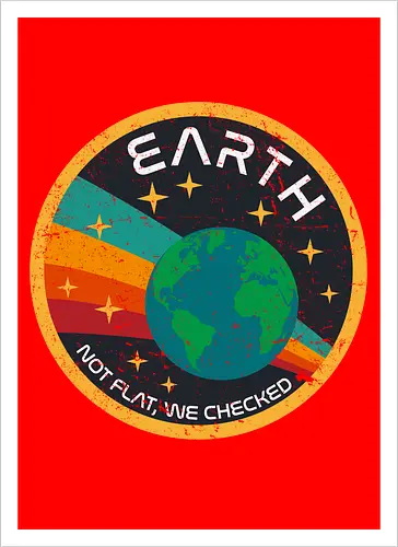 Not flat vintage - pluto, solar system, moon, planets, sun, retro, vintage, funny, earth - Artprint