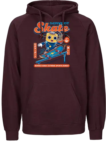 SERVBOT Skate - anime, manga, kawaii, japan, otaku, geek, nerd, retro, gaming, popculture, japanstyle, vaporwave, streetwear, gamer, cosplay - Fairtrade Hoodie