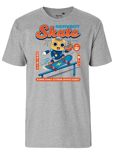 SERVBOT Skate - anime, manga, kawaii, japan, otaku, geek, nerd, retro, gaming, popculture, japanstyle, vaporwave, streetwear, gamer, cosplay - Fairtrade T-Shirt