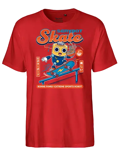 SERVBOT Skate - anime, manga, kawaii, japan, otaku, geek, nerd, retro, gaming, popculture, japanstyle, vaporwave, streetwear, gamer, cosplay - Fairtrade T-Shirt