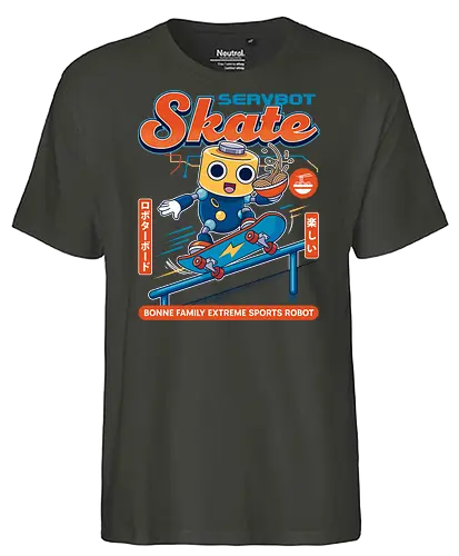 SERVBOT Skate - anime, manga, kawaii, japan, otaku, geek, nerd, retro, gaming, popculture, japanstyle, vaporwave, streetwear, gamer, cosplay - Fairtrade T-Shirt