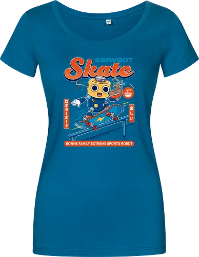 SERVBOT Skate - anime, manga, kawaii, japan, otaku, geek, nerd, retro, gaming, popculture, japanstyle, vaporwave, streetwear, gamer, cosplay - Women T-Shirt