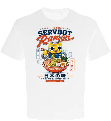 SERVBOT Ramen - ramen, japan, animefood, kawaii, robot, servbot, noodles, manga, japanesefood, otaku, geek, retrodesign, foodie, japanart, nerdshirt - Oversize T-Shirt