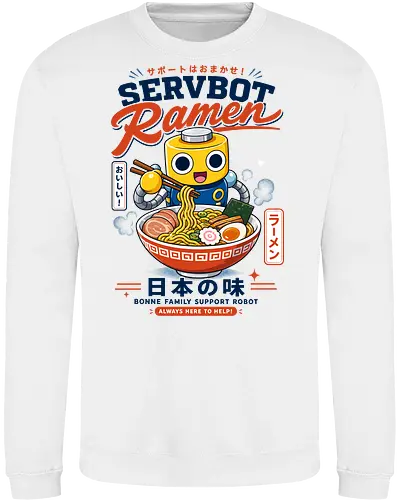SERVBOT Ramen - ramen, japan, animefood, kawaii, robot, servbot, noodles, manga, japanesefood, otaku, geek, retrodesign, foodie, japanart, nerdshirt - Sweatshirt