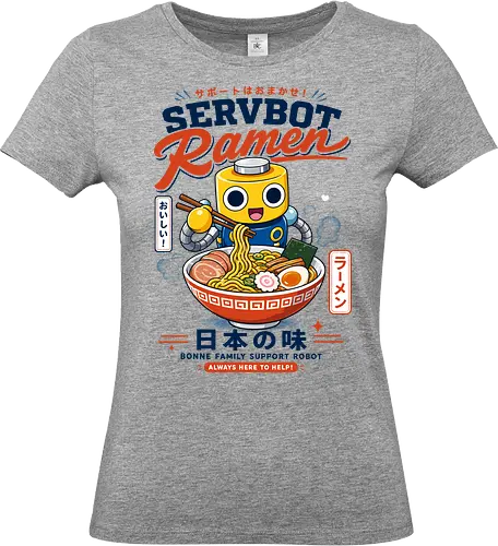 SERVBOT Ramen - ramen, japan, animefood, kawaii, robot, servbot, noodles, manga, japanesefood, otaku, geek, retrodesign, foodie, japanart, nerdshirt - Standard T-Shirt (Women)