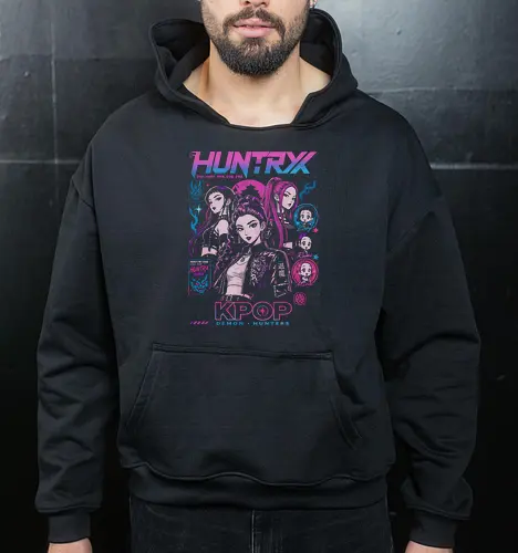 HUNTRX korean music demon hunter - kpop, anime, manga, demonhunter, huntrx, korea, koreanpop, kawaii, retroanime, vaporwave, girlpower, otaku, japanstyle, geekshirt, popculture - Cropped Hoodie
