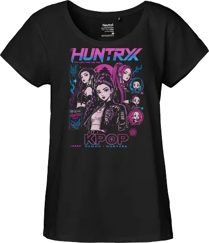 HUNTRX korean music demon hunter - kpop, anime, manga, demonhunter, huntrx, korea, koreanpop, kawaii, retroanime, vaporwave, girlpower, otaku, japanstyle, geekshirt, popculture - Fairtrade Girl Shirt