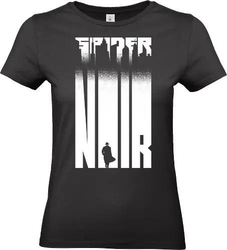 Hero Noir - noir, super noir, detective, mystery, crime, vintage, retro, skyline, cityscape, pulp, shadows, monochrome, thriller, urban, investigator, cinematic, noir art, detective art - Standard T-Shirt (Women)