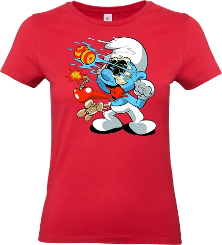 Explosives blaues Wesen - Blaues Cartoon-Chaos-Design, explosiver Kreaturen-Print, Horror-Cartoon-T-Shirt, Underground-Cartoon-Motiv, chaotischer blauer Charakter, Bomben-Cartoon-Kunst, Dark-Pop-Art-Shirt, lustiger Horror-Cartoon, blaue Kreatur mit Explosion, Punk-Cartoon-Mode, Chaos-Pop-Art-T-Shirt, dunkler Cartoon-Humor, Underground-Nerd-Kunst, Retro-Horror-Cartoon, alternatives Cartoon-T-Shirt. - Standard T-Shirt (Women)