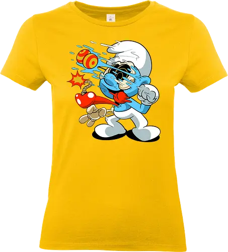 Explosives blaues Wesen - Blaues Cartoon-Chaos-Design, explosiver Kreaturen-Print, Horror-Cartoon-T-Shirt, Underground-Cartoon-Motiv, chaotischer blauer Charakter, Bomben-Cartoon-Kunst, Dark-Pop-Art-Shirt, lustiger Horror-Cartoon, blaue Kreatur mit Explosion, Punk-Cartoon-Mode, Chaos-Pop-Art-T-Shirt, dunkler Cartoon-Humor, Underground-Nerd-Kunst, Retro-Horror-Cartoon, alternatives Cartoon-T-Shirt. - Standard T-Shirt (Women)