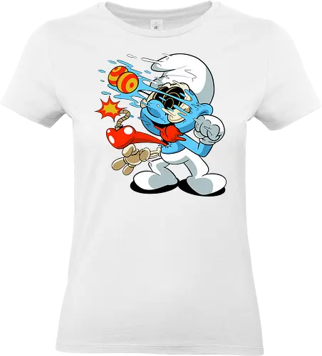 Explosives blaues Wesen - Blaues Cartoon-Chaos-Design, explosiver Kreaturen-Print, Horror-Cartoon-T-Shirt, Underground-Cartoon-Motiv, chaotischer blauer Charakter, Bomben-Cartoon-Kunst, Dark-Pop-Art-Shirt, lustiger Horror-Cartoon, blaue Kreatur mit Explosion, Punk-Cartoon-Mode, Chaos-Pop-Art-T-Shirt, dunkler Cartoon-Humor, Underground-Nerd-Kunst, Retro-Horror-Cartoon, alternatives Cartoon-T-Shirt. - Standard T-Shirt (Women)