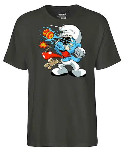 Explosives blaues Wesen - Blaues Cartoon-Chaos-Design, explosiver Kreaturen-Print, Horror-Cartoon-T-Shirt, Underground-Cartoon-Motiv, chaotischer blauer Charakter, Bomben-Cartoon-Kunst, Dark-Pop-Art-Shirt, lustiger Horror-Cartoon, blaue Kreatur mit Explosion, Punk-Cartoon-Mode, Chaos-Pop-Art-T-Shirt, dunkler Cartoon-Humor, Underground-Nerd-Kunst, Retro-Horror-Cartoon, alternatives Cartoon-T-Shirt. - Fairtrade T-Shirt