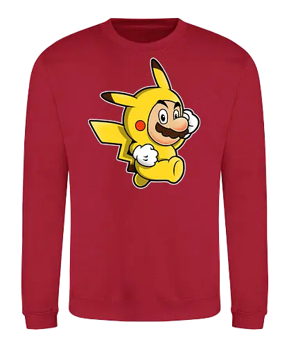 Klempner Gelbes Blitz Kostüm - klempner gelbes kostüm kunst, spielikonen mashup design, schnurrbart pikachu charakter druck, klassische spiele crossover kunst, nintendo mashup premium design, klempner pokemon kostüm kunst, schnurrbärtiger gelber blitz druck, crossover spielcharaktere design, niedliches spiele mashup kunst, gelber klempner pokemon druck, klassische spiele crossover design, gelbes kostüm charakter kunst, süßes nintendo mashup druck, kult spiele crossover design, klempner pokemon mashup kunst - Sweatshirt