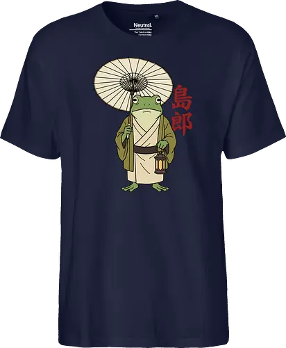 The Wandering Spirit: Zen Kimono Frog - Japanese frog shirt, Ukiyo-e aesthetic apparel, kimono frog graphic tee, Zen animal streetwear, traditional Japanese art shirt, anime style frog clothing, folklore spirit merchandise, vintage Japan aesthetic, goblincore frog tee, wandering ronin graphic - Fairtrade T-Shirt