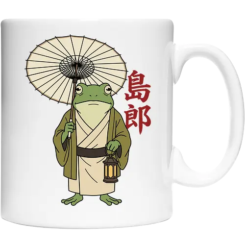 The Wandering Spirit: Zen Kimono Frog - Japanese frog shirt, Ukiyo-e aesthetic apparel, kimono frog graphic tee, Zen animal streetwear, traditional Japanese art shirt, anime style frog clothing, folklore spirit merchandise, vintage Japan aesthetic, goblincore frog tee, wandering ronin graphic - Cup