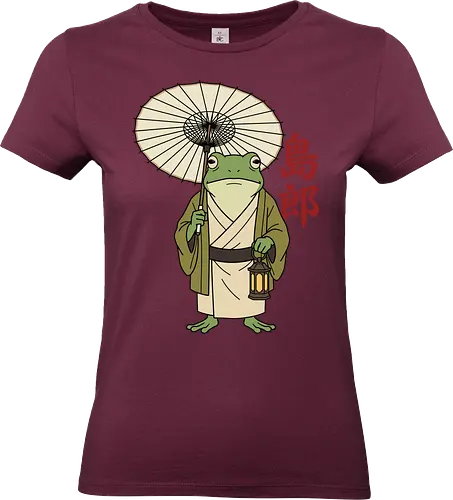 The Wandering Spirit: Zen Kimono Frog - Japanese frog shirt, Ukiyo-e aesthetic apparel, kimono frog graphic tee, Zen animal streetwear, traditional Japanese art shirt, anime style frog clothing, folklore spirit merchandise, vintage Japan aesthetic, goblincore frog tee, wandering ronin graphic - Standard T-Shirt (Women)