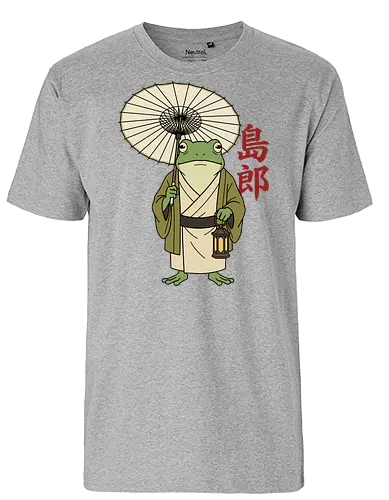 The Wandering Spirit: Zen Kimono Frog - Japanese frog shirt, Ukiyo-e aesthetic apparel, kimono frog graphic tee, Zen animal streetwear, traditional Japanese art shirt, anime style frog clothing, folklore spirit merchandise, vintage Japan aesthetic, goblincore frog tee, wandering ronin graphic - Fairtrade T-Shirt