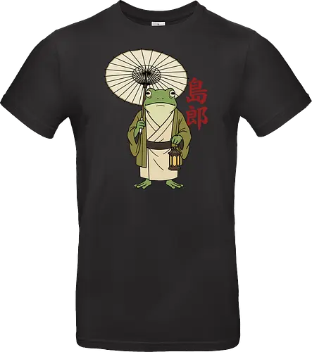 The Wandering Spirit: Zen Kimono Frog - Japanese frog shirt, Ukiyo-e aesthetic apparel, kimono frog graphic tee, Zen animal streetwear, traditional Japanese art shirt, anime style frog clothing, folklore spirit merchandise, vintage Japan aesthetic, goblincore frog tee, wandering ronin graphic - Standard T-Shirt