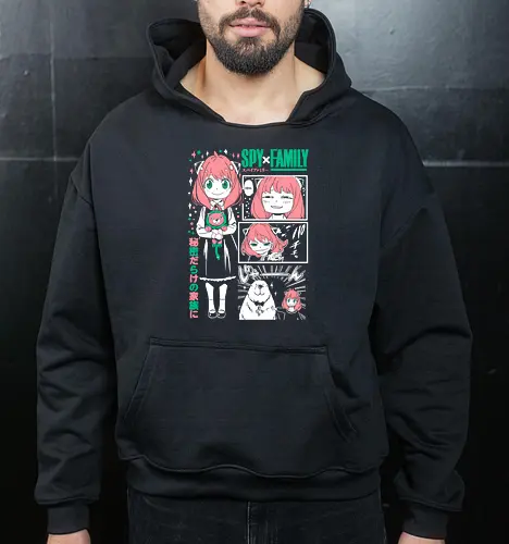 Anya Cute Portrait - anime portrait, kawaii anime, manga character, anime artwork, cute design, telepath girl, anya, forger - Cropped Hoodie