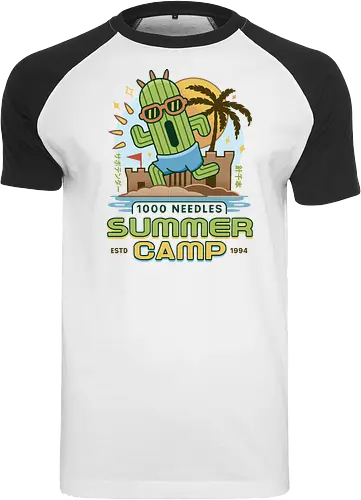 Cactus Summer Camp Vintage - cactilio, Kupo, summer, summer camp, video game, gaming, gamer, final, Kweh, tonberry, tomberi, fantasy - Raglan T-Shirt