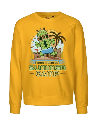 Cactus Summer Camp Vintage - cactilio, Kupo, summer, summer camp, video game, gaming, gamer, final, Kweh, tonberry, tomberi, fantasy - Fairtrade Sweatshirt