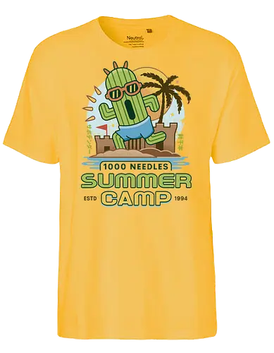 Cactus Summer Camp Vintage - cactilio, Kupo, summer, summer camp, video game, gaming, gamer, final, Kweh, tonberry, tomberi, fantasy - Fairtrade T-Shirt