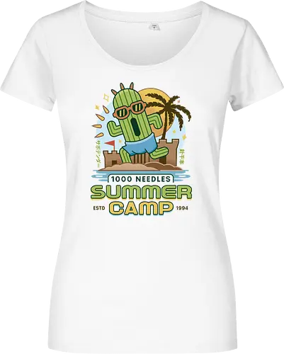 Cactus Summer Camp Vintage - cactilio, Kupo, summer, summer camp, video game, gaming, gamer, final, Kweh, tonberry, tomberi, fantasy - Women T-Shirt
