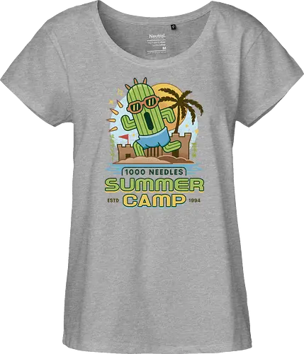 Cactus Summer Camp Vintage - cactilio, Kupo, summer, summer camp, video game, gaming, gamer, final, Kweh, tonberry, tomberi, fantasy - Fairtrade Girl Shirt